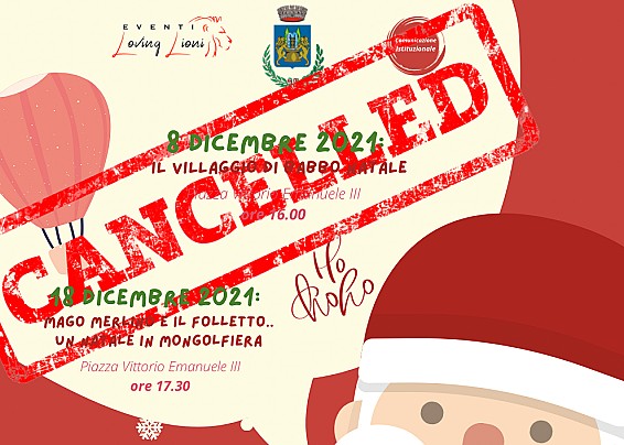 Gli eventi del 17 e del 18 dicembre 2021 dedicati ai bambini sono stati cancellati