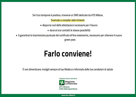 TAMPONE POSITIVO - SCARICA SMS DI ATS