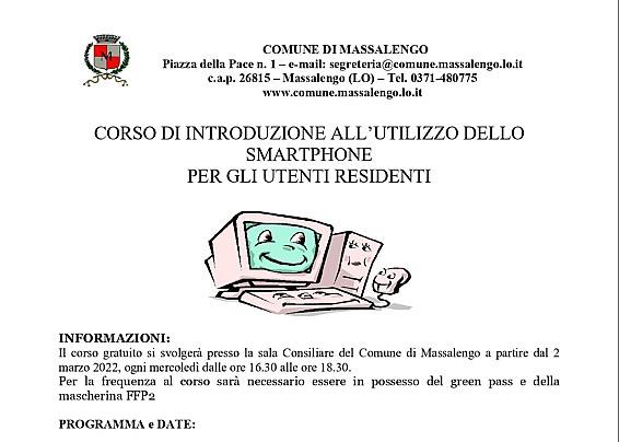 “Corso di introduzione all’utilizzo dello smartphone”.