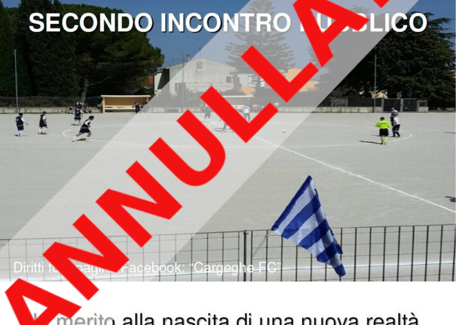 ANNULLATO L'INCONTRO SULLA NASCITA DELLA SOCIETÀ CALCISTICA
