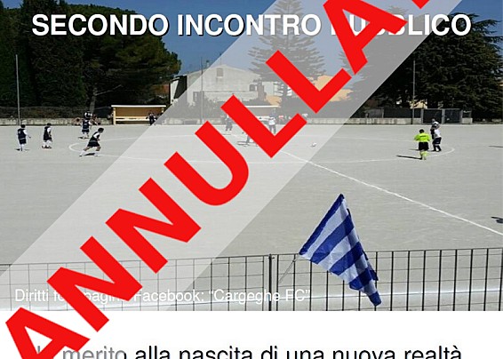 ANNULLATO L'INCONTRO SULLA NASCITA DELLA SOCIETÀ CALCISTICA