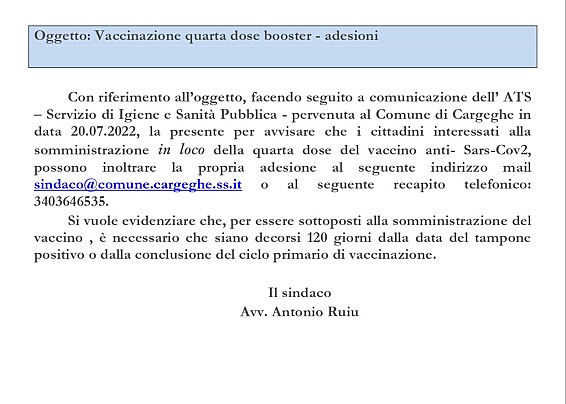 QUARTA DOSE BOOSTER ANTI SARS-COV2
