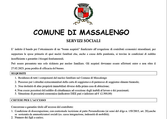BONUS ACQUISTI 2022