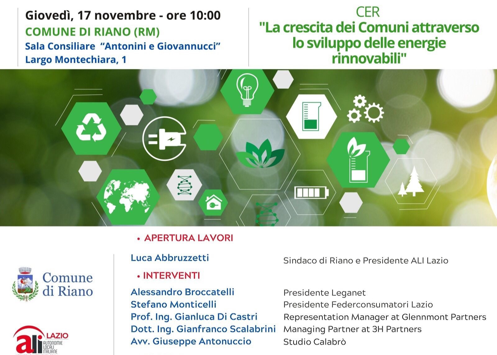 INCONTRO SULLE CER: 17 NOVEMBRE ORE 10, SALA CONSILIARE MUNICIPALE