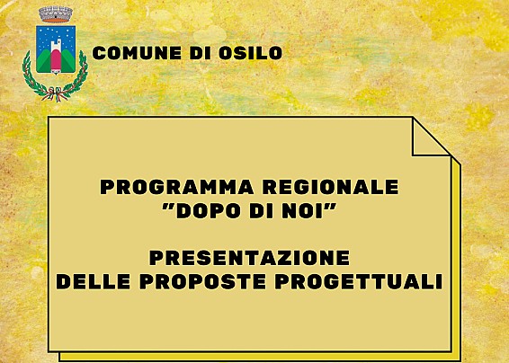 PROGRAMMA REGIONALE "DOPO DI NOI": PROPOSTE PROGETTUALI