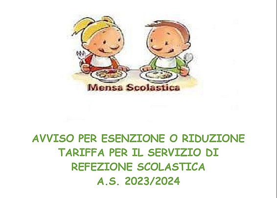 AGEVOLAZIONI PER  IL SERVIZIO DI REFEZIONE SCOLASTICA - A.S. 2023/2024