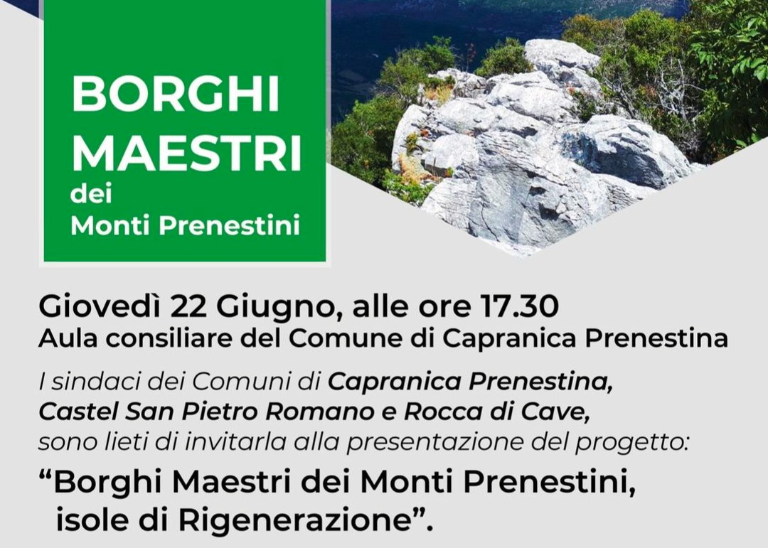 presentazione del Progetto "i Borghi Maestri dei Monti Prenestini, Isole di Rigenerazione"