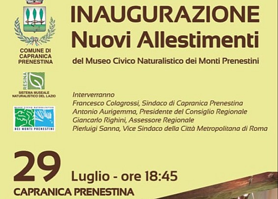 INAUGURAZIONE NUOVI ALLESTIMENTI DEL MUSEO CIVICO NATURALISTICO DEI MONTI PRENESTINI