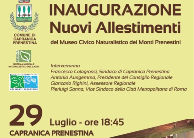 INAUGURAZIONE NUOVI ALLESTIMENTI DEL MUSEO CIVICO NATURALISTICO DEI MONTI PRENESTINI