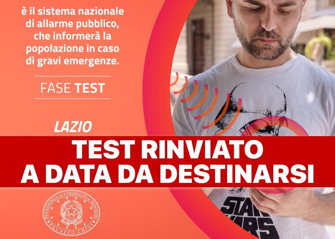 IT-Alert, test rinviato nella Regione Lazio