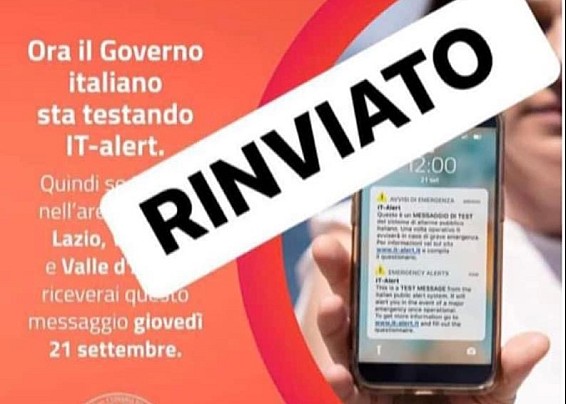TEST IT - ALERT RINVIATO NEL LAZIO
