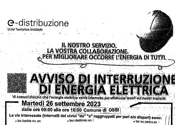 interruzione dell'erogazione dell'energia elettrica