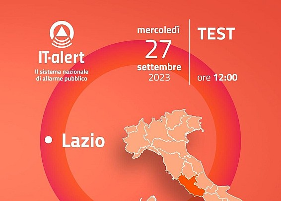 IT-ALERT, NUOVA DATA PER IL TEST NEL LAZIO. MERCOLEDÌ 27 SETTEMBRE