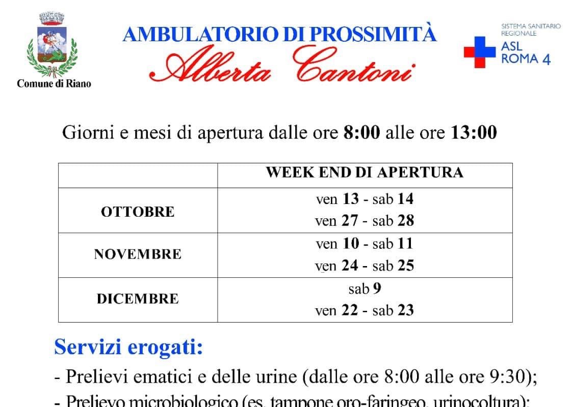 AMBULATORIO DI PROSSIMITÀ “ALBERTA CANTONI”: PROSSIME APERTURE DEL 27, 28 OTTOBRE E NUOVE DATE PER I VACCINI