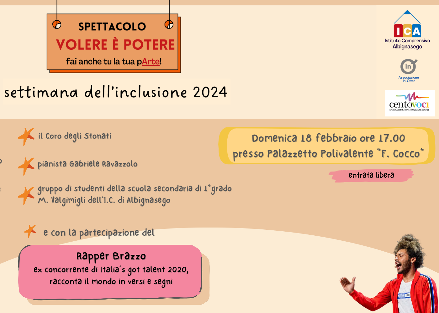 16/02/2024 Volere è Potere, fai la tua pArte – settimana dell’inclusione con Brazzo
