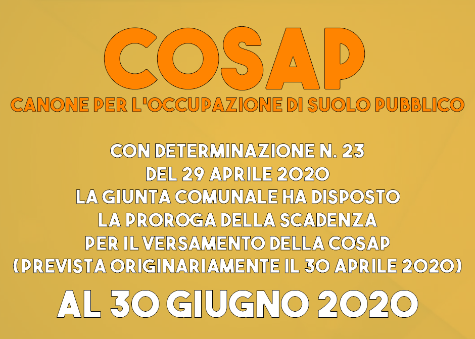 Proroga Cosap (canone per l’occupazione di suolo pubblico)