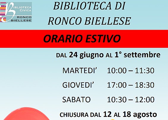 Orario Estivo della Biblioteca Civica