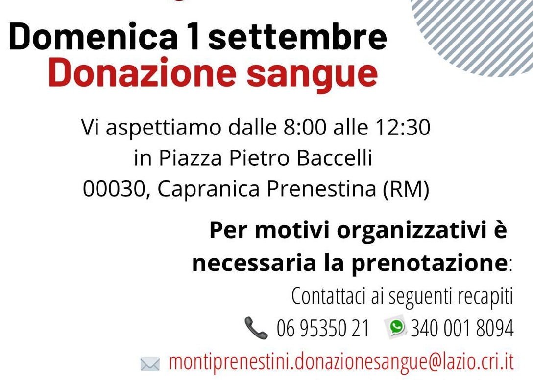 Donazione del Sangue a Capranica Prenestina - Dona che ti Torna