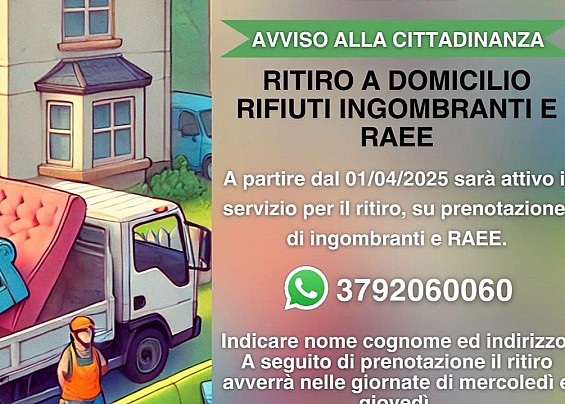 ATTIVAZIONE NUOVO SERVIZIO PER IL RITIRO DI INGOMBRANTI E RAEE