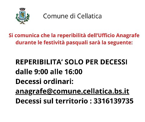 7- Reperibilità Anagrafe a Pasqua