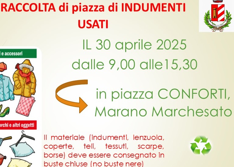 RACCOLTA DI PIAZZA INDUMENTI USATI 30.04.2025