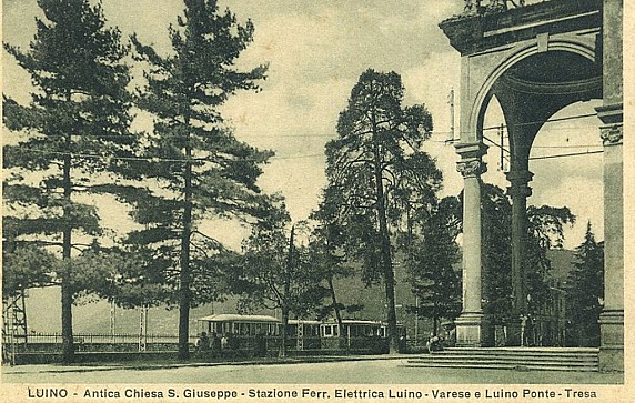 luino._chiesa_san_giuseppe._tram_ferrovia_elettrica_luinovarese._luinoponte_tresa._1931