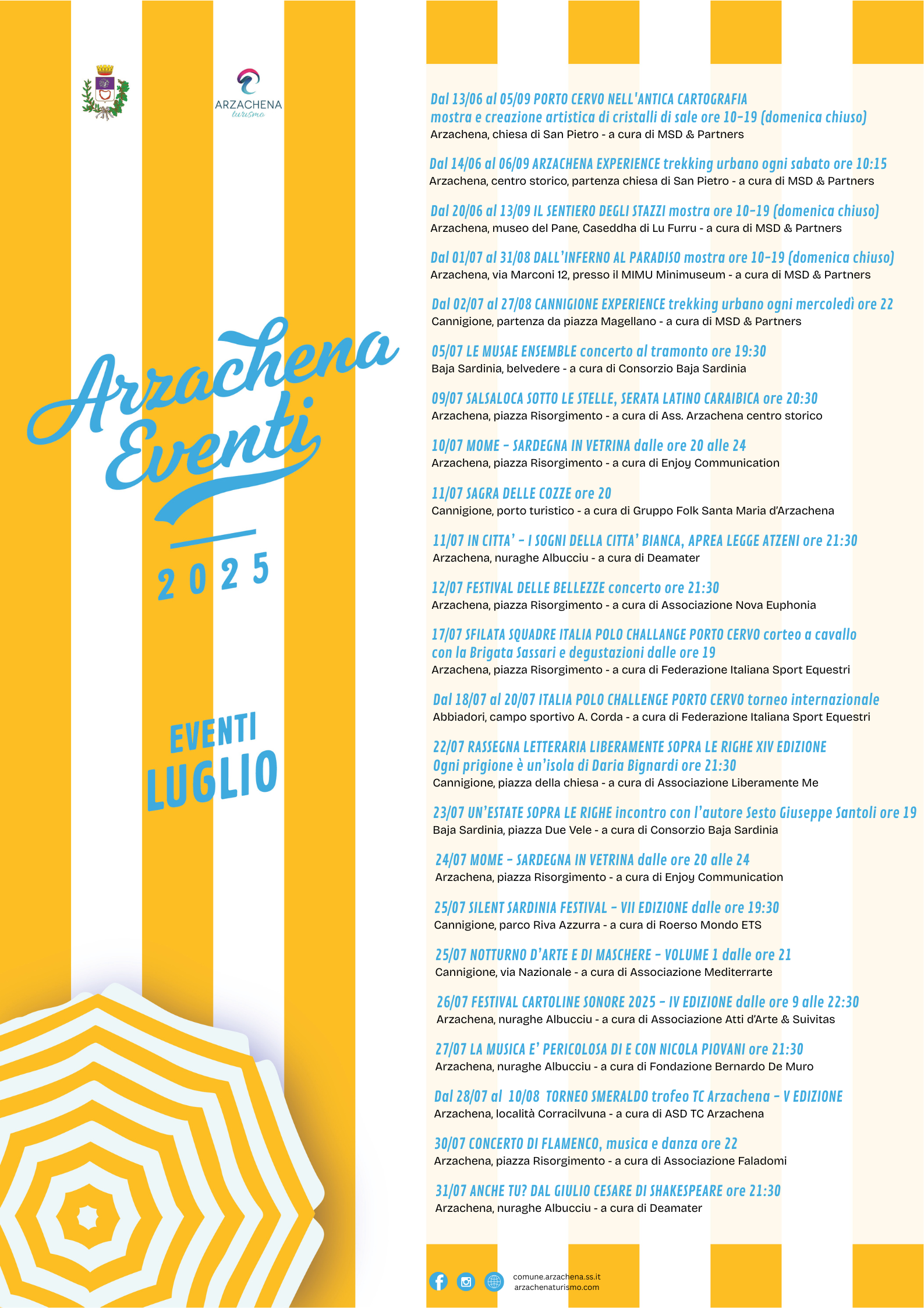 Arzachena Eventi 2025 - locandina luglio