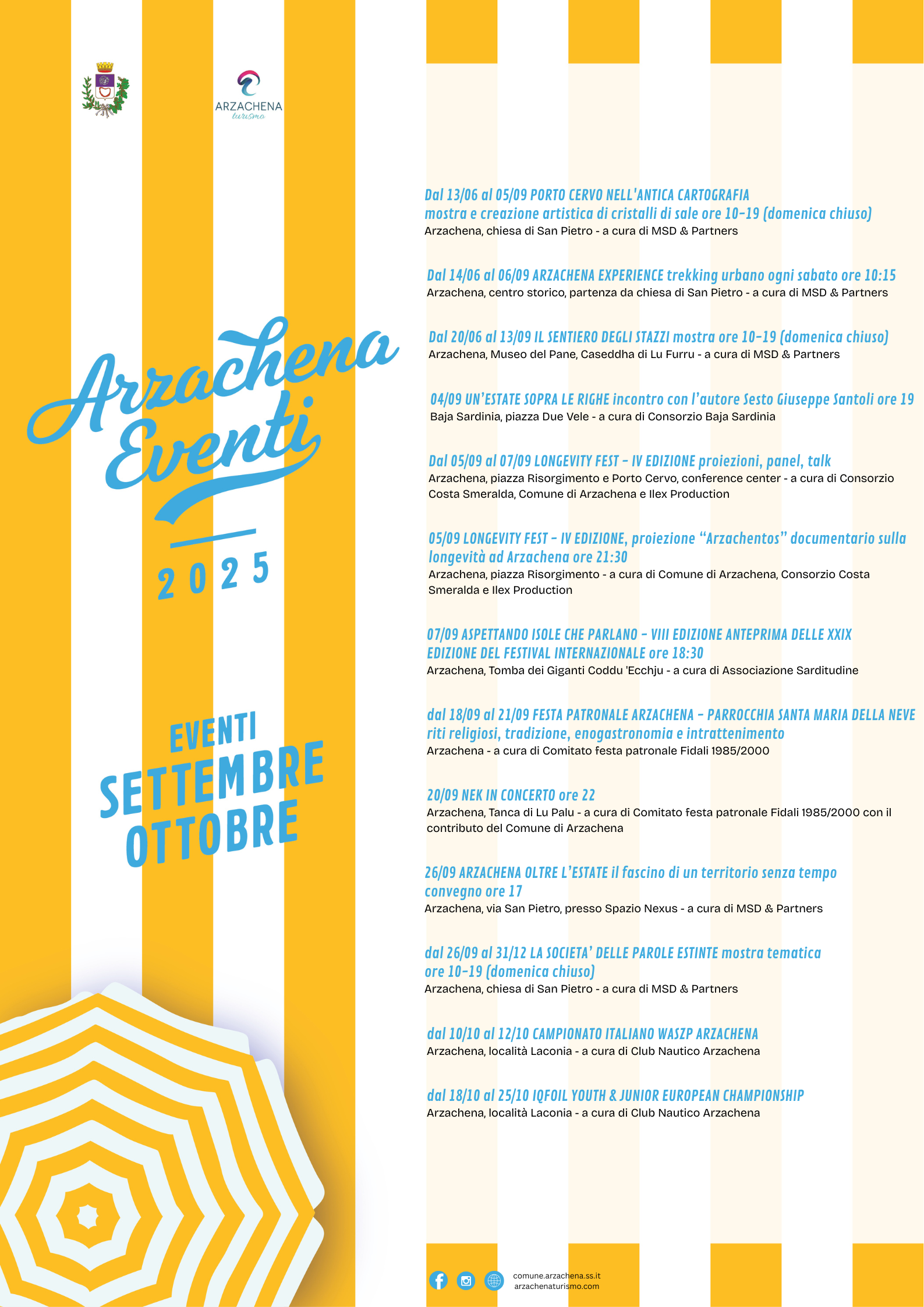 Arzachena Eventi 2025 - locandina settembre e ottobre