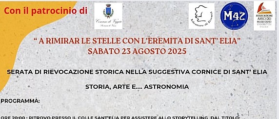 Sabato 23 agosto: A rimirar le stelle con l'eremita di S. Elia