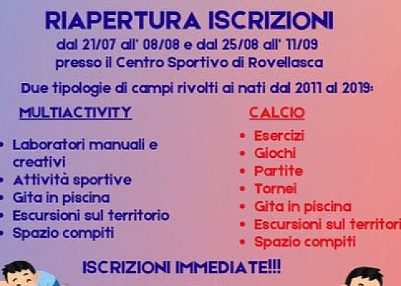 CENTRO ESTIVO 2025 riapertura iscrizioni