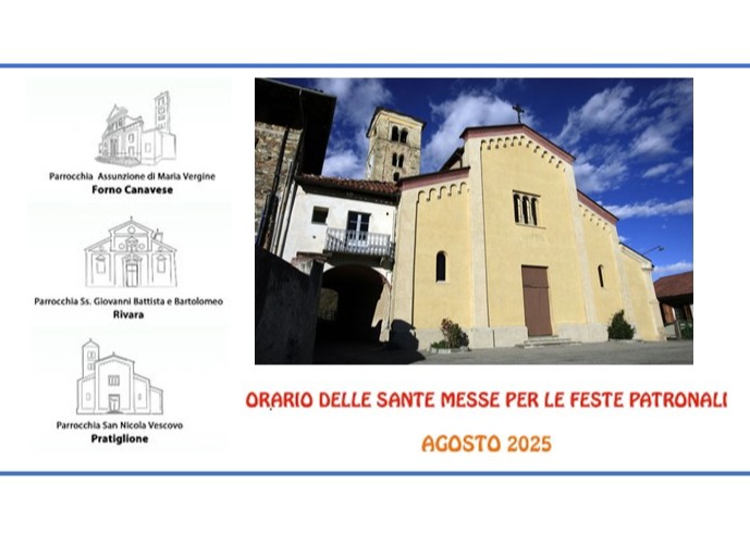 Pratiglione, Forno e Rivara – Celebrazioni Religiose Agosto