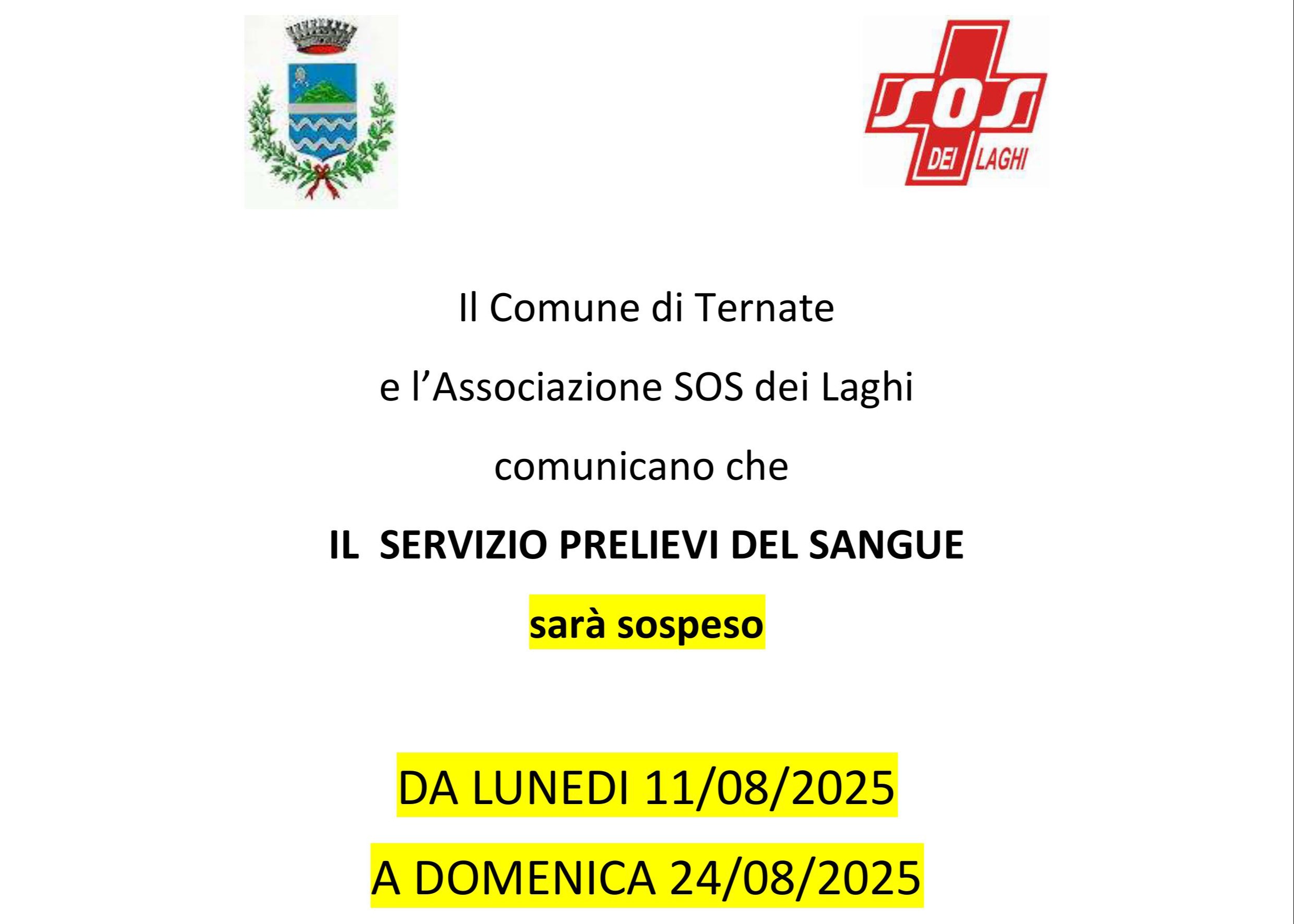 Chiusura servizio prelievi del sangue