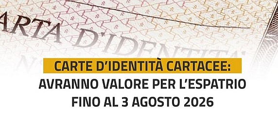 Carta d'Identità Cartacea non più valida per l'espatrio dal 03/08/2026