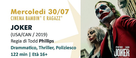 Cinema sotto le stelle, questa sera proiezione del film "JOKER"