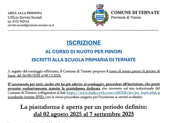 Iscrizione al corso di nuoto
