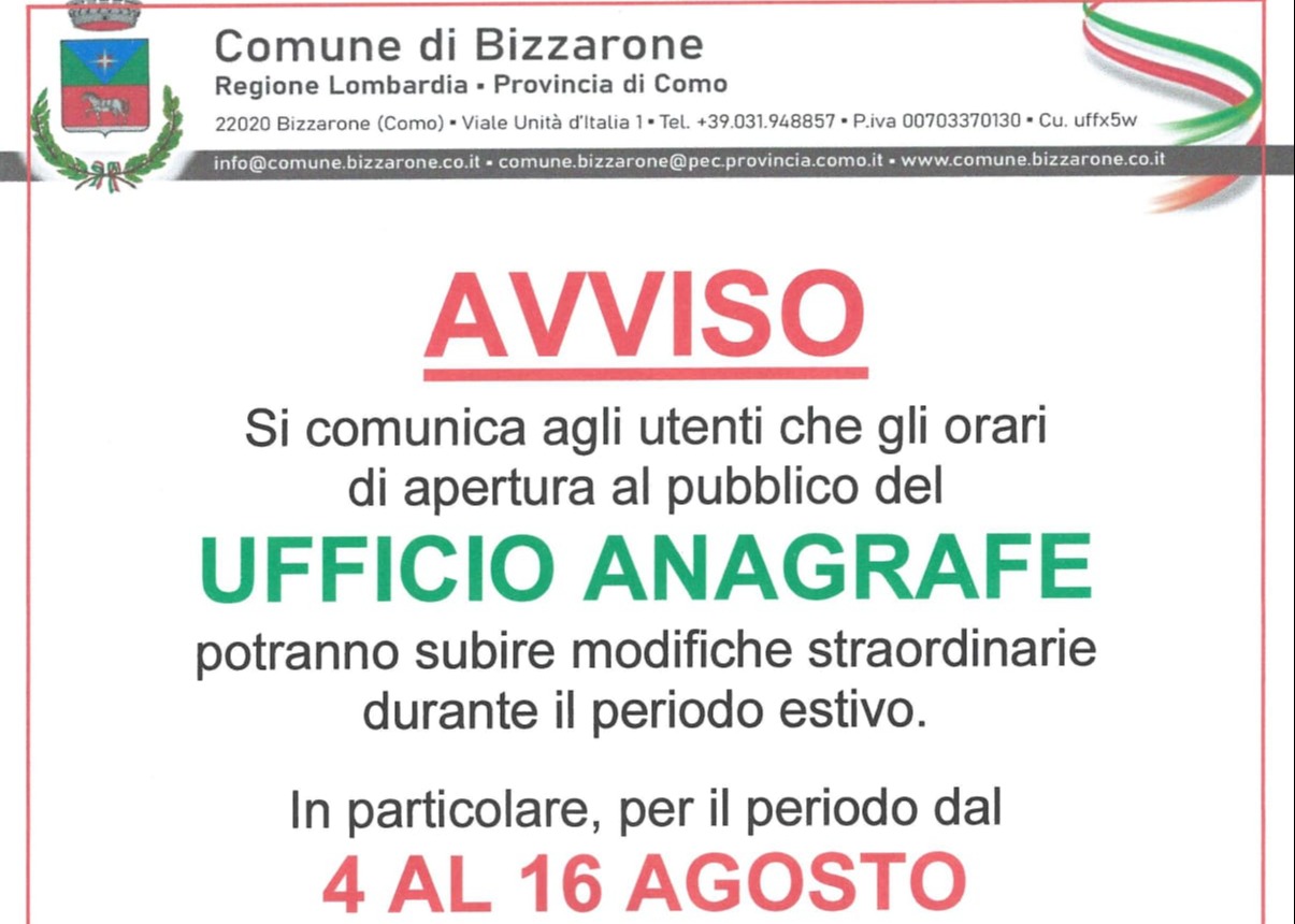 Apertura sportello anagrafe