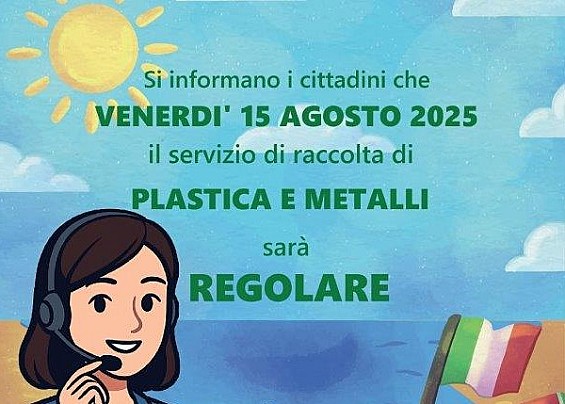 SERVIZIO RACCOLTA GIORNO 15.08.2025