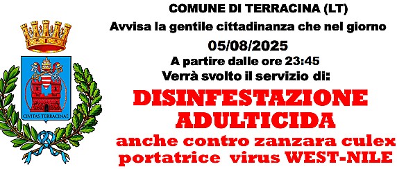 Disinfestazione adulticida anche contro zanzara culex portatrice virus WEST-NILE