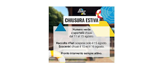 Chiusura estiva servizi AMAGA - Agosto 2025