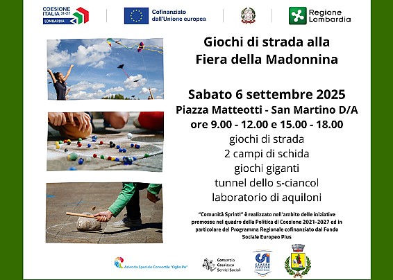 “Giochi in Strada” alla Fiera della Madonnina: nuovo appuntamento del progetto "Comunità Sprint"
