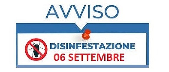 AVVISO DISINFESTAZIONE CONTRO INSETTI ALATI E STRISCIANTI_Sabato 6 SETTEMBRE 2025