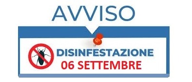 AVVISO DISINFESTAZIONE CONTRO INSETTI ALATI E STRISCIANTI_Sabato 6 SETTEMBRE 2025