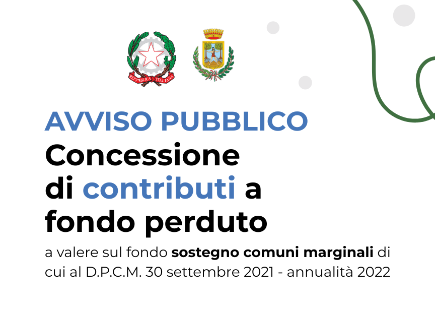 Avviso pubblico per la concessione di contributi a fondo perduto a valere sul Fondo sostegno comuni marginali