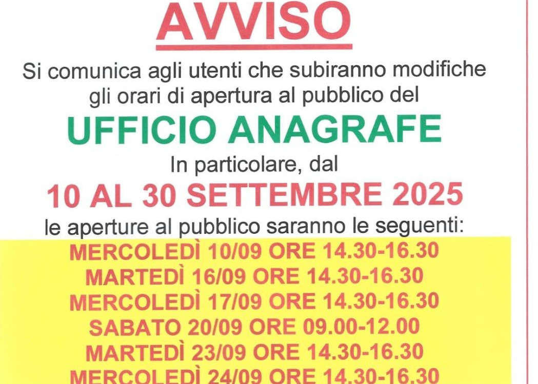 Apertura sportello anagrafe