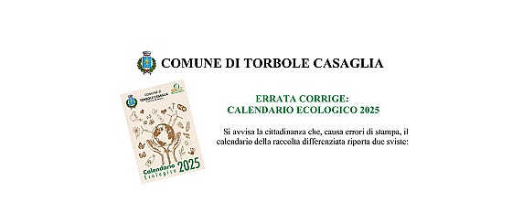 Errata corrige: calendario ecologico 2025