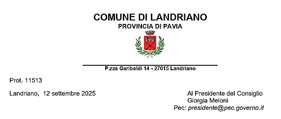Lettera del Sindaco al Presidente del Consiglio