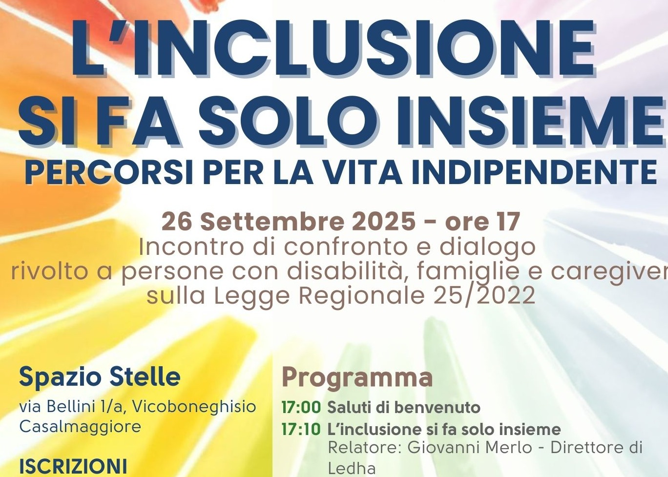 Stelle sulla Terra O.d.V. invita a “L’inclusione si fa solo insieme – percorsi per la vita indipendente”