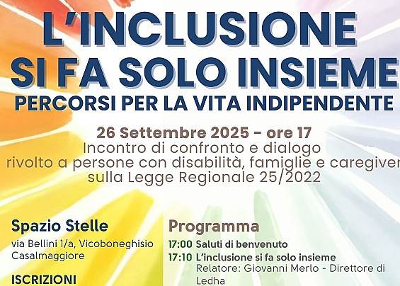 Stelle sulla Terra O.d.V. invita a “L’inclusione si fa solo insieme – percorsi per la vita indipendente”