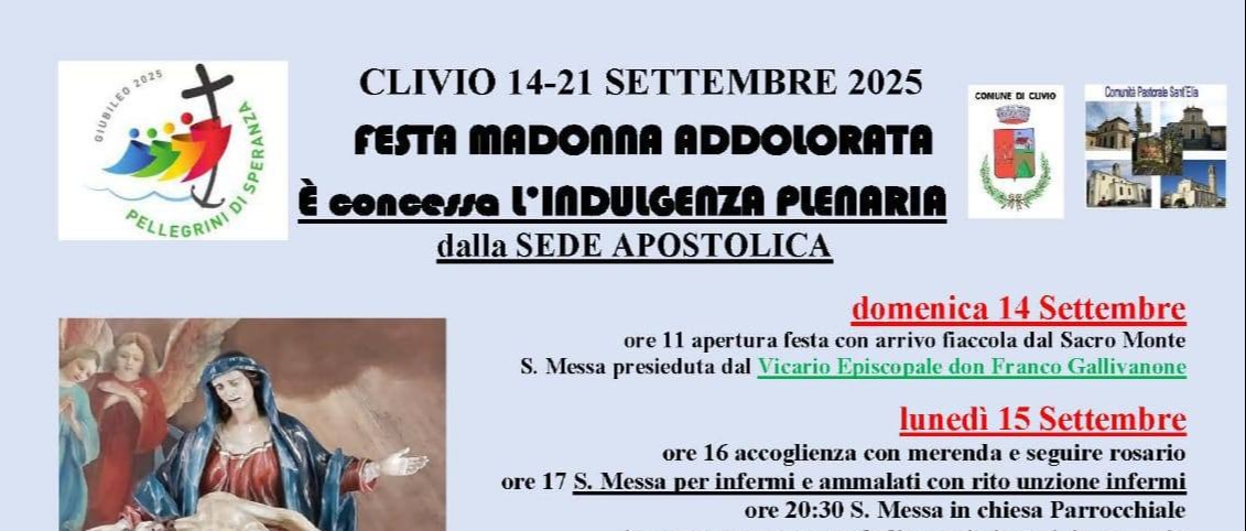 Festa della Madonna Addolorata - Concessa Indulgenza Plenaria dalla Sede Apostolica