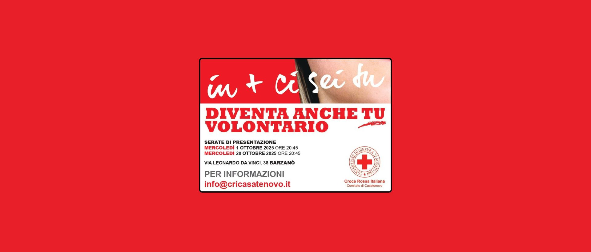 Corso per diventare volontari CRI – Presentazione il 1° e il 20 ottobre